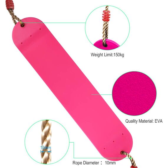 Braoses Elastischer Kinderschaukel Farbe Eva weichen Bord U-Schaukel Brettschaukel Schaukelsitz Schaukelbrett belastbar bis ca. 150Kg Schaukel für Kinder Garten Outdoor (Rosa)
