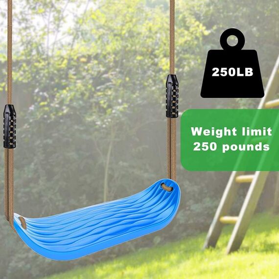 SELEWARE Garden Games Schaukelsitz aus robustem Set mit 2,04 m langem verstellbarem Seil und 2 Karabinern, Robustes schaukel Outdoor Garten schaukel blau