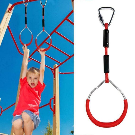 FBSPORT 4 Stück Klettern Ringe für Kinder, Outdoor Indoor Kinder Ninja Ringe zum Aufhängen belastbar bis 160KG, Klettergeräte Schaukeln für Garten