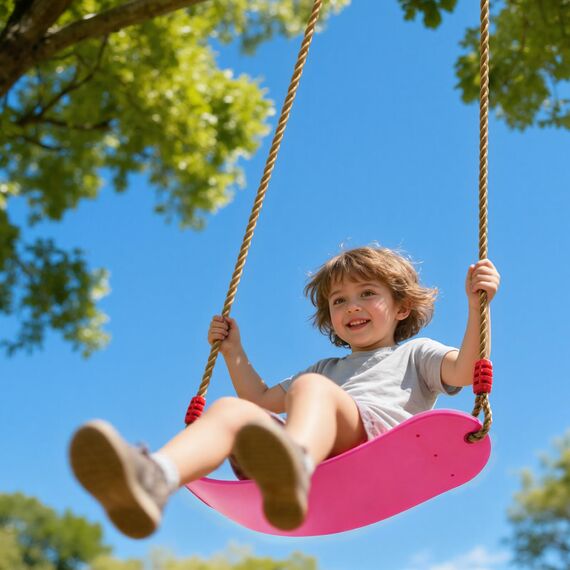 EXTSUD Schaukel Outdoor, Elastischer Kinderschaukel Eva weichen Bord U-Schaukel Brettschaukel Schaukelsitz Schaukelbrett Garten Spielzeug Kinder, Rosa