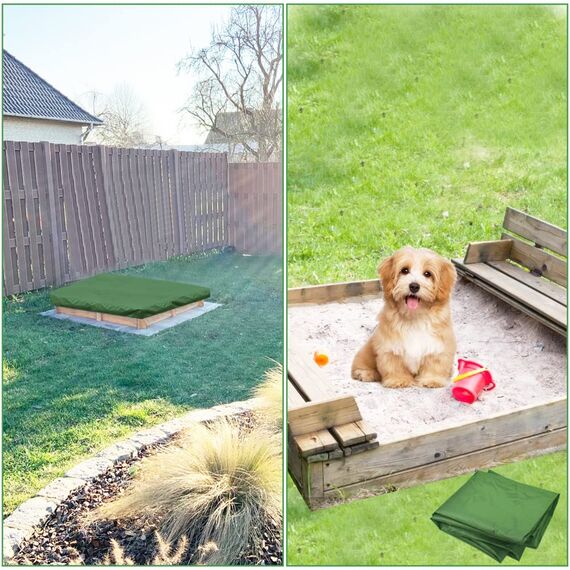 PERFETSELL Sandkastenabdeckungen 125cm*125cm Wasserdicht Sandkasten Abdeckung Oxford-Stoff Grün Sandkästen Abdeckplane mit Kordelzug für Sandkästen