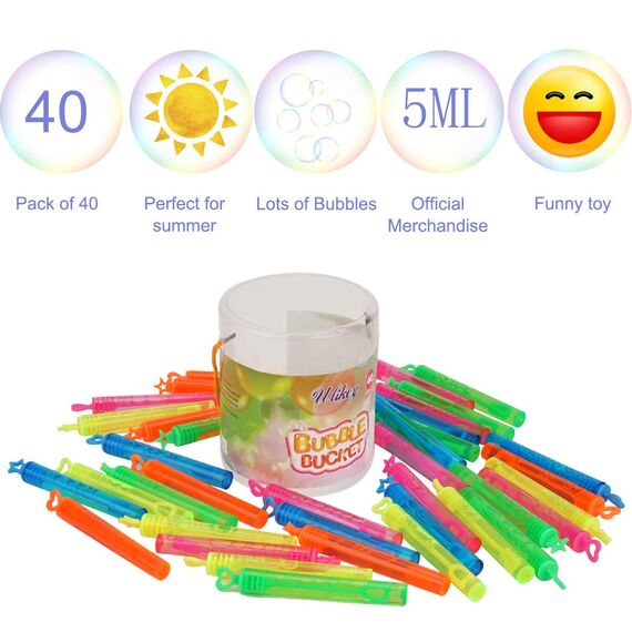Ulikey Seifenblasen Kinder, 40 Stück Stäbe Spielzeug, Bubble Geschenke Hochzeit Party Set für Garten Mitgebsel Kindergeburtstag Karneval