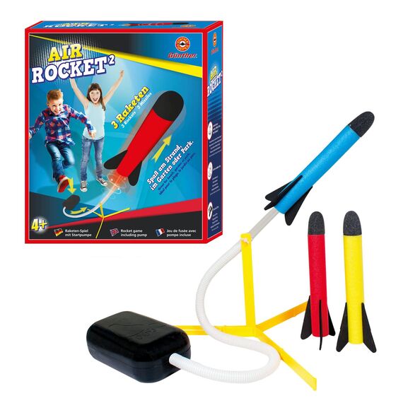 Paul Günther 1556 - Air Rocket² Raketen Spiel mit Startpumpe und 3 Schaumstoffraketen für Kinder ab 4 Jahren, Spaß am Strand, im Garten oder im Park, NEU