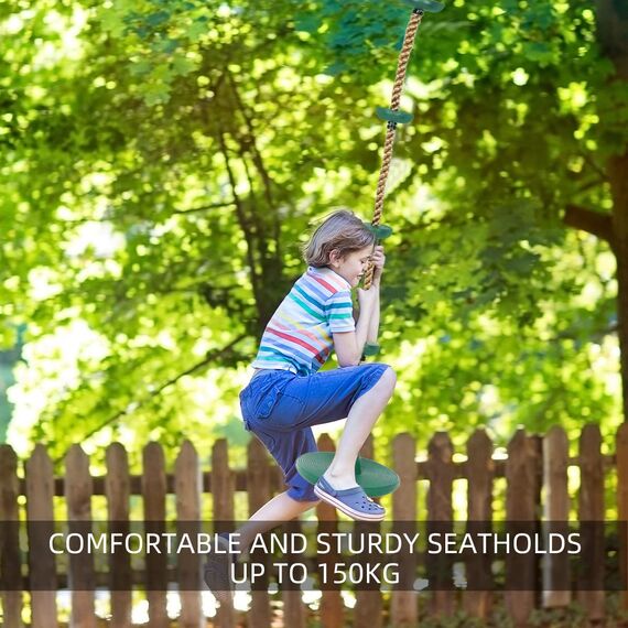 Schaukel Outdoor Kinder Kletterseil Schaukel mit Plattform, für Kinder Baum Scheibe Schaukel Kletterseil Draussen Tellerschaukel für Garten, belastbar bis ca. 200kg