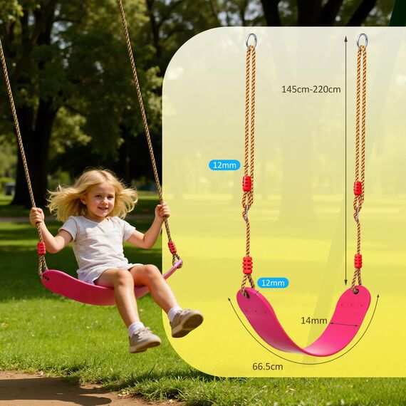 EXTSUD Schaukel Outdoor, Elastischer Kinderschaukel Eva weichen Bord U-Schaukel Brettschaukel Schaukelsitz Schaukelbrett Garten Spielzeug Kinder, Rosa