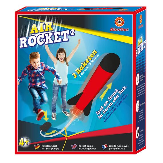 Paul Günther 1556 - Air Rocket² Raketen Spiel mit Startpumpe und 3 Schaumstoffraketen für Kinder ab 4 Jahren, Spaß am Strand, im Garten oder im Park, NEU