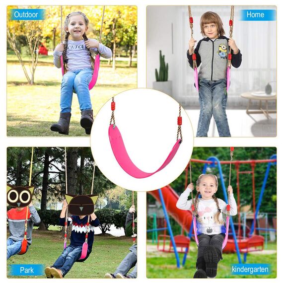 Braoses Elastischer Kinderschaukel Farbe Eva weichen Bord U-Schaukel Brettschaukel Schaukelsitz Schaukelbrett belastbar bis ca. 150Kg Schaukel für Kinder Garten Outdoor (Rosa)