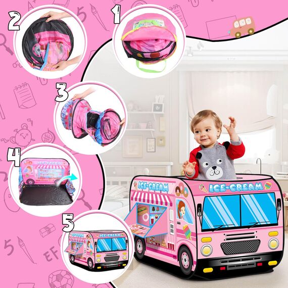 Britik Pop up Spielhaus Kinderzelt Spielzeug Faltbares Kinderspielhaus Zelt Indoor Outdoor Garten Spielzelt Geschenke für 3-8 Jahre Kinder Baby Mädchen Junge Geburtstag Geschenkideen