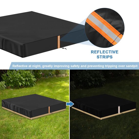 VANSHEIM Abdeckung Sandkasten 200x200x20cm Wetterfeste Sandkastenabdeckung Plane Schutzhülle für Sandkasten Sankastenabdeckung Sandkiste Abdeckungen Gartenpoolabdeckung UV Beständig 420D Oxford Gewebe