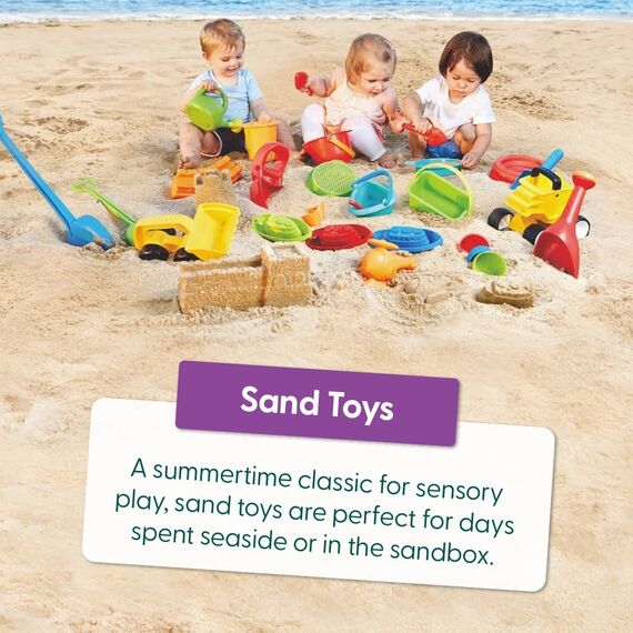 Hape 5-in-1 Strandset Sandspielzeug - mit 2 Schaufeln, Eimer, Sieb und Förmchen, Sandspielzeug, Outdoor Sandkasten- und Strandspielzeug, für Kinder ab 18 Monaten