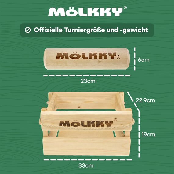 Mölkky Original - Holz Wurfspiele für Draußen, Garten, Picknick, Strand, Freizeit, Camping - Birkenholz 12 Kegel,1 Stock, Spiel Outdoor für Familie, Gruppen, 2+ Spieler, ab 6 Jahren