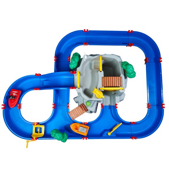 AquaPlay - Wasserbahn MountainLake - 42-teiliges Spieleset mit einem hohen Berg, Wasserfall und geheimer Höhle, Wasserspielspaß inkl. 2 Tierfiguren und 2 Booten, für Kinder ab 3 Jahren