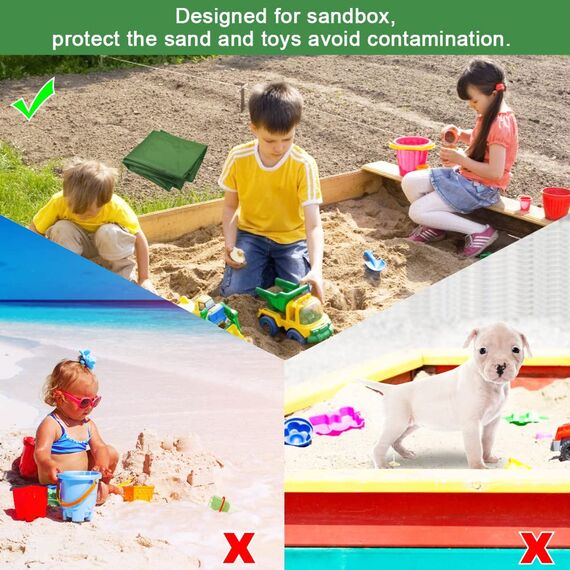 PERFETSELL Sandkastenabdeckungen 125cm*125cm Wasserdicht Sandkasten Abdeckung Oxford-Stoff Grün Sandkästen Abdeckplane mit Kordelzug für Sandkästen