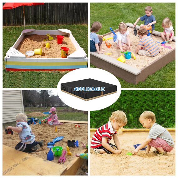 VANSHEIM Sandkastenplane Abdeckplane Regenschutz Sandkasten Abdeckung Abdeckplane für Sandkästen Kinderpool Sandkastenabdeckungen Wasserdicht Staubdicht Sandkastenschutzhülle 185x185x20cm