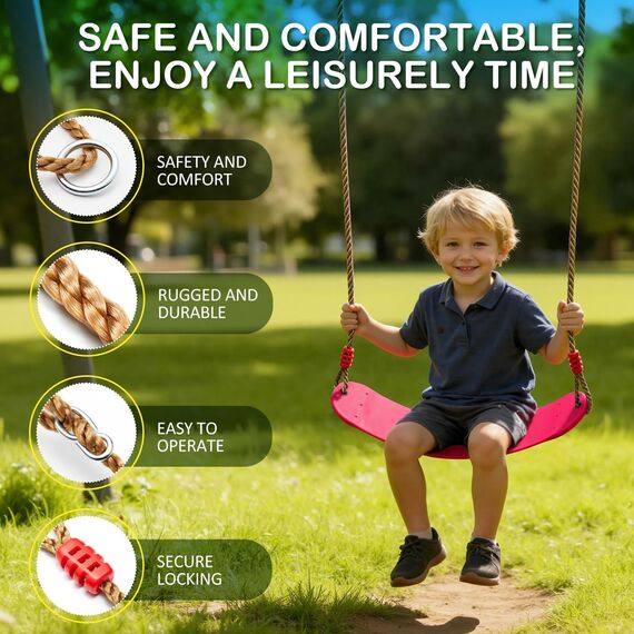 EXTSUD Schaukel Outdoor, Elastischer Kinderschaukel Eva weichen Bord U-Schaukel Brettschaukel Schaukelsitz Schaukelbrett Garten Spielzeug Kinder, Rosa