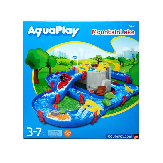 AquaPlay - Wasserbahn MountainLake - 42-teiliges Spieleset mit einem hohen Berg, Wasserfall und geheimer Höhle, Wasserspielspaß inkl. 2 Tierfiguren und 2 Booten, für Kinder ab 3 Jahren