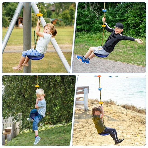 Schaukel Outdoor Kinder Kletterseil Schaukel mit Plattform, für Kinder Baum Scheibe Schaukel Kletterseil Draussen Tellerschaukel für Garten, belastbar bis ca. 200kg