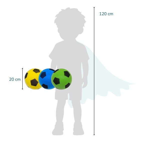 alldoro 68701 Schaumstoffball 3er Set, Ø 20 cm, weiches Softball-Trio, für Kinder ab 0 Jahren, leise & leicht, Indoor & Outdoor, Grün/Gelb/Blau