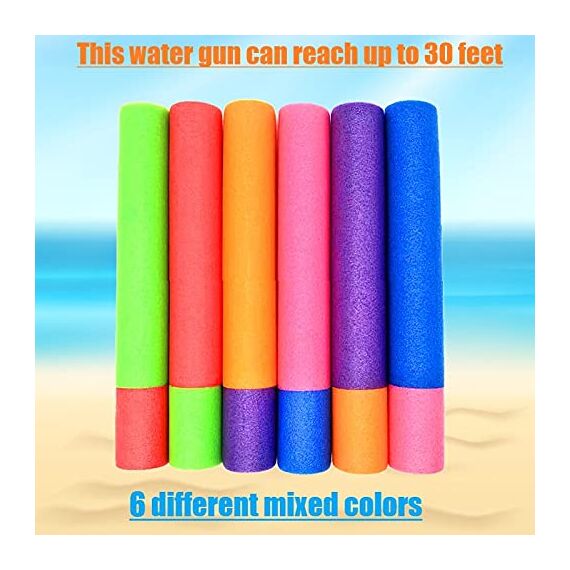 KAHEIGN 6Pcs Wasserpistolen für Kinder, 33CM Bunte Spritzpistole Wasserspritze Schaum Wasserspritzpistole Strandspielzeug, Kinder Wasserpistolen Super Wasserblaster für Pool Strand Outdoor