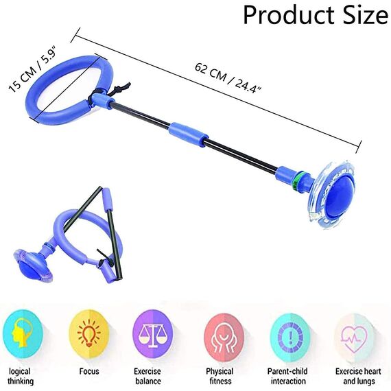 Q-WOOFF Kinder Blinkender Springring, Sport Sprungball，Faltbarer Flash Jumping Ball, Geeignet Für Geschicklichkeitsspiele Für Kinder Oder Erwachsene, Übung(Blau-1)