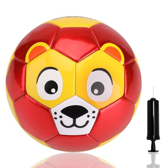 U&C Planet Kinder Fußball Kleinkinder Fußball, Größe 2 Fußbälle, Spielball für Kinder und Babys 1-6 Jahre alt rot Löwe