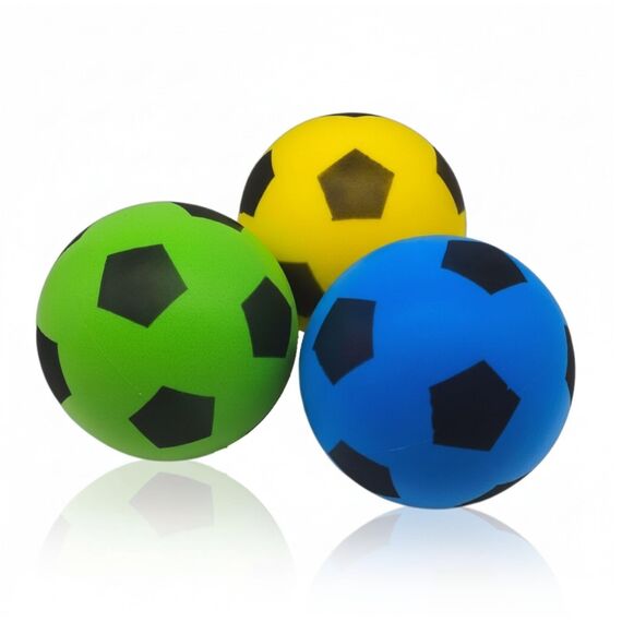 alldoro 68701 Schaumstoffball 3er Set, Ø 20 cm, weiches Softball-Trio, für Kinder ab 0 Jahren, leise & leicht, Indoor & Outdoor, Grün/Gelb/Blau