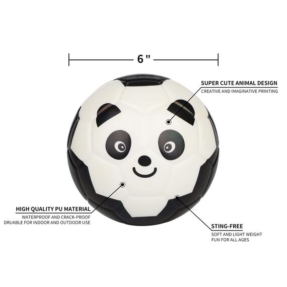 Borpein 15,2 cm großer Mini-Fußball, niedliches Tier-Design, weicher Schaumstoffball für Kinder, weich und federnd, perfekte Größe für Kinder zum Spielen, panda