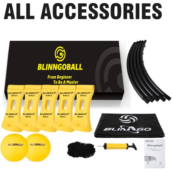 Mookis Blinngoball Roundnet-Spiele für Familien spiderball Set Ball Trampolin bestehend aus Spielnetz, 2 Bällen, Kordelzug, Ballpumpe mit 1 Nadel und Handbuch