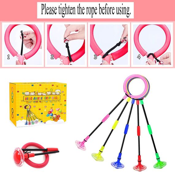 Q-WOOFF Kinder Blinkender Springring, Sport Sprungball，Faltbarer Flash Jumping Ball, Geeignet Für Geschicklichkeitsspiele Für Kinder Oder Erwachsene, Übung (Rot，L)
