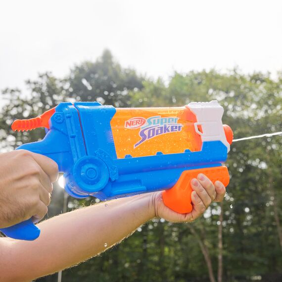 Nerf Super Soaker Flip Fill Wasserblaster mit 4 Modi (Einzelstrahl, Streustrahl und Fächerstrahl), schnelles Befüllen, Outdoorspielzeug mit 887 ml Tank, Wasserspiel für Jungen und Mädchen