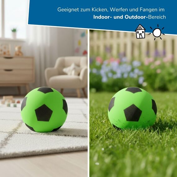 alldoro 68701 Schaumstoffball 3er Set, Ø 20 cm, weiches Softball-Trio, für Kinder ab 0 Jahren, leise & leicht, Indoor & Outdoor, Grün/Gelb/Blau