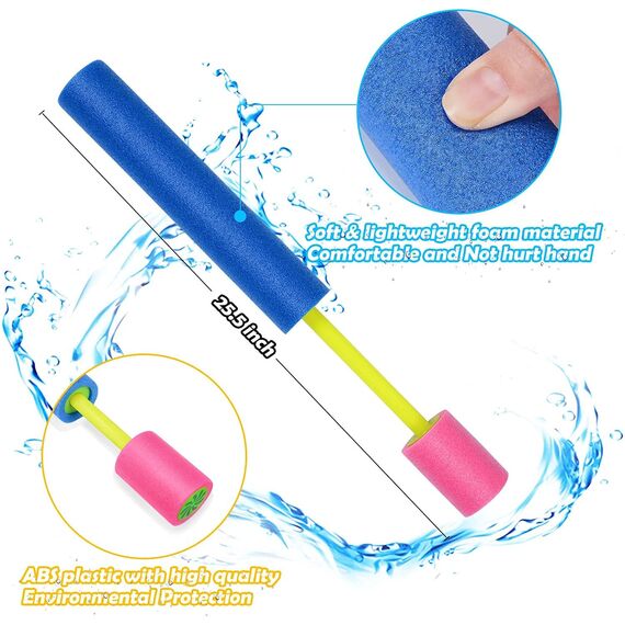 KAHEIGN 6Pcs Wasserpistolen für Kinder, 33CM Bunte Spritzpistole Wasserspritze Schaum Wasserspritzpistole Strandspielzeug, Kinder Wasserpistolen Super Wasserblaster für Pool Strand Outdoor