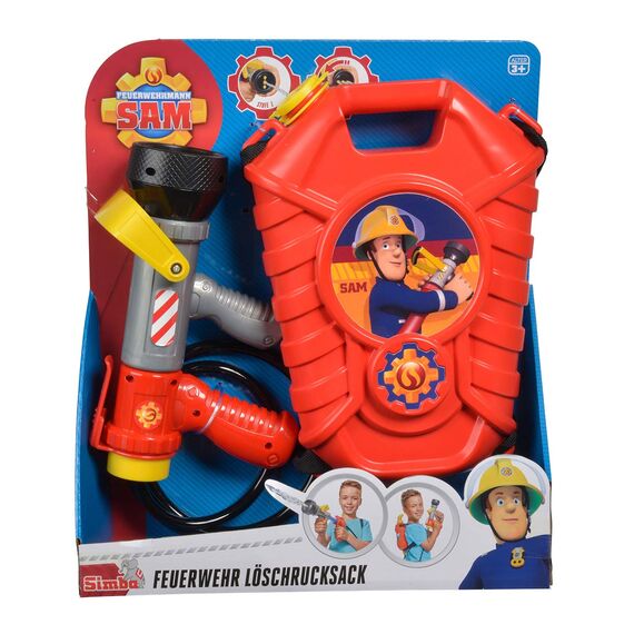 Simba 109252293 - Feuerwehrmann Sam Feuerwehr Tankrucksack, mit einfach oder Mehrfachstrahl, Tankvolumen: 1800ml, Reichweite: 10m, für Kinder ab 3 Jahren