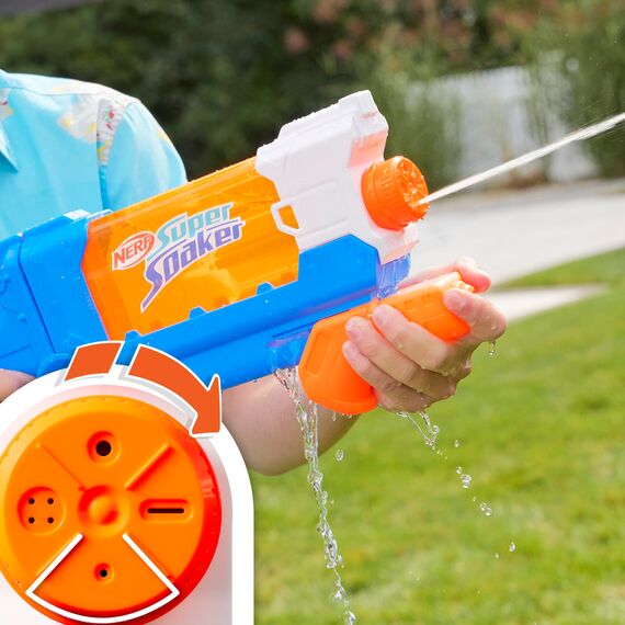 Nerf Super Soaker Flip Fill Wasserblaster, Spritzpistole mit 4 Modi, schnelles Befüllen, Outdoor-Spielzeug mit 887 ml Tank, für Jungen und Mädchen (Packung mit 2)