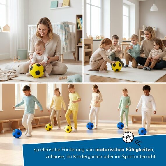 alldoro 63103 Schaumstoffball Gelb, Ø 20 cm, extra weicher Softball, Fußball für Kinder ab 0 Jahren, leise & leicht, Ball für Indoor & Outdoor