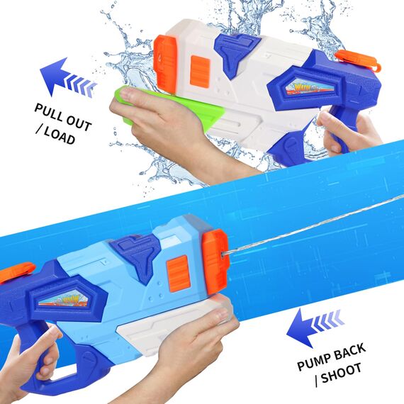 Lekwaiin Wasserpistole für Kinder Erwachsene, 2 Stücke 800ML Wasserspritzpistole mit 10 Meter Großer Reichweite, Outdoor Spielzeug für Sommer, Strand, Pool, Garten