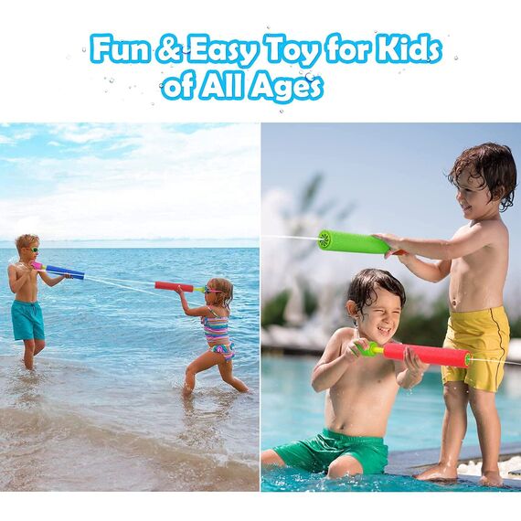 KAHEIGN 6Pcs Wasserpistolen für Kinder, 33CM Bunte Spritzpistole Wasserspritze Schaum Wasserspritzpistole Strandspielzeug, Kinder Wasserpistolen Super Wasserblaster für Pool Strand Outdoor