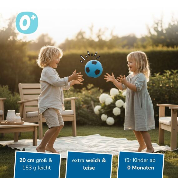 alldoro 63105 Schaumstoffball Blau, Ø 20 cm, extra weicher Softball, Fußball für Kinder ab 0 Jahren, leise & leicht, Ball für Indoor & Outdoor