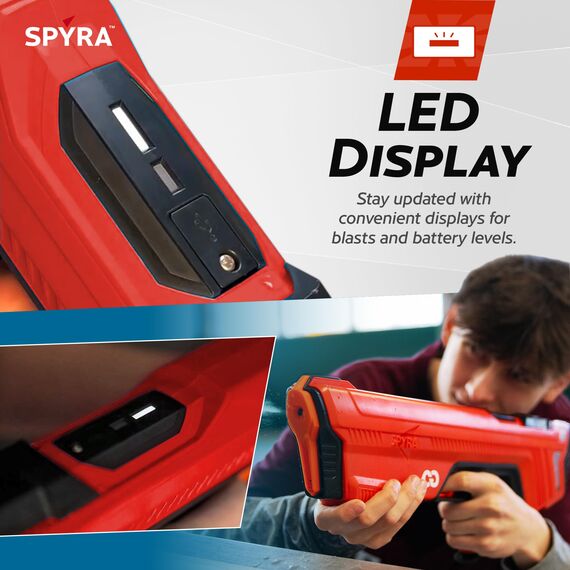 SpyraGO Wasserpistole Elektronische Automatische Premium Wasserpistole 9 Meter Reichweite LED Display Schnelles Aufladen Sommer Spielzeug für Kinder und Erwachsene