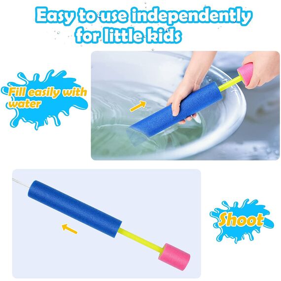 KAHEIGN 6Pcs Wasserpistolen für Kinder, 33CM Bunte Spritzpistole Wasserspritze Schaum Wasserspritzpistole Strandspielzeug, Kinder Wasserpistolen Super Wasserblaster für Pool Strand Outdoor