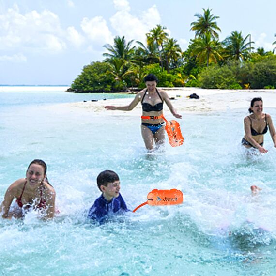 Schwimmboje,Schwimmwagen im Freien,Aufblasbare Schwimmen Boje und Trockensack,Swim Bubble,für Open Water Kinder Triathlon Sport Schnorcheln Rennen Ausbildung Zubehör,Gut sichtbarer (Orange)