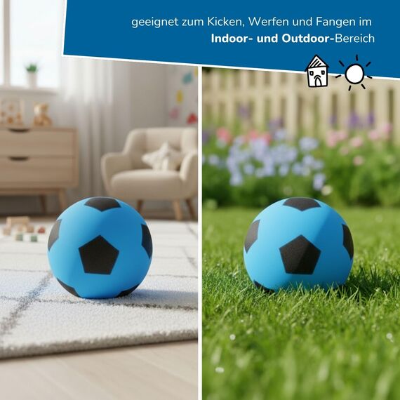 alldoro 63105 Schaumstoffball Blau, Ø 20 cm, extra weicher Softball, Fußball für Kinder ab 0 Jahren, leise & leicht, Ball für Indoor & Outdoor