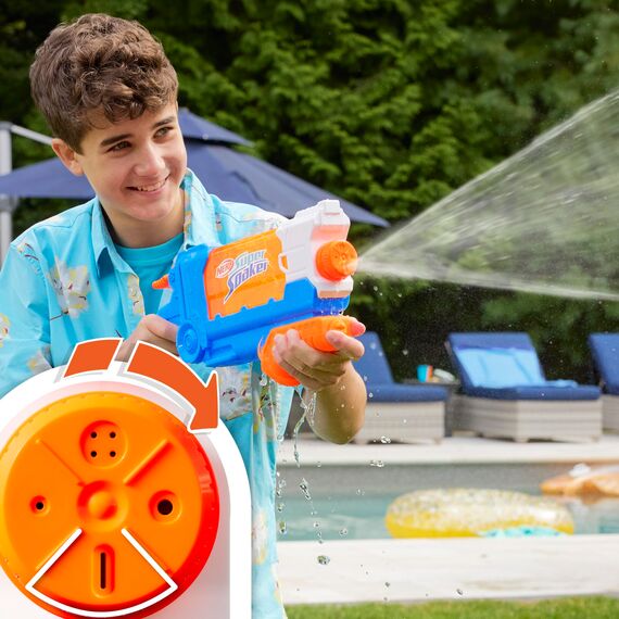 Nerf Super Soaker Flip Fill Wasserblaster, Spritzpistole mit 4 Modi, schnelles Befüllen, Outdoor-Spielzeug mit 887 ml Tank, für Jungen und Mädchen (Packung mit 2)