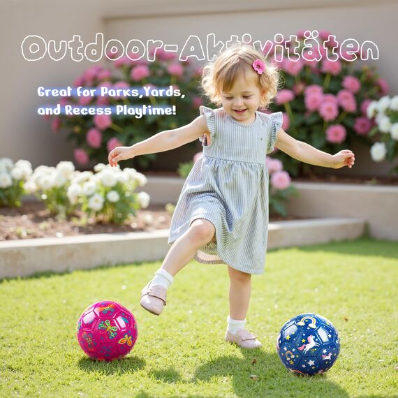 U&C Planet 2 Packung Toddler Fußball Größe 2 Klein Kinder Ball mit Pumpe Spielball für Kinder und Babys 1-6 Jahre alt Innen&Außen Spielen