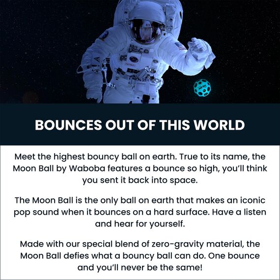 Waboba Moon Ball – am Höchsten Springender Gummiball – Patentiertes Original-Design – Ballkrater Erzeugen beim Aufprall ein knallendes Geräusch – Leicht Greifbar – Flummies für Kinder - GELB