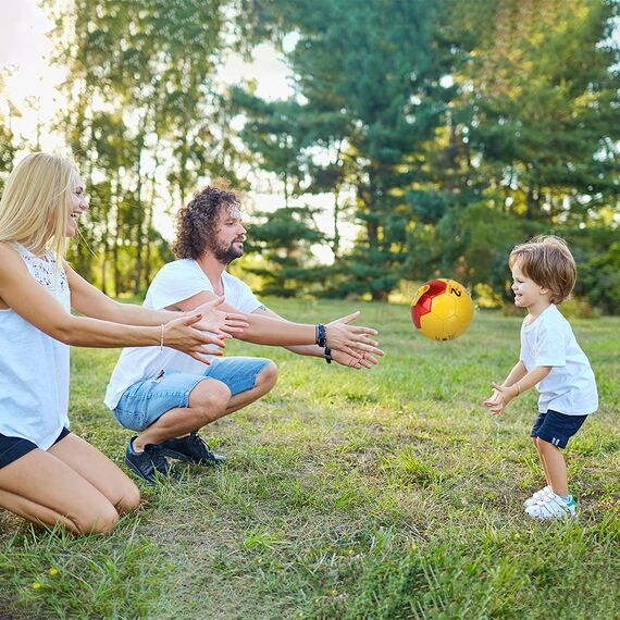 U&C Planet Kinder Fußball Kleinkinder Fußball, Größe 2 Fußbälle, Spielball für Kinder und Babys 1-6 Jahre alt rot Löwe