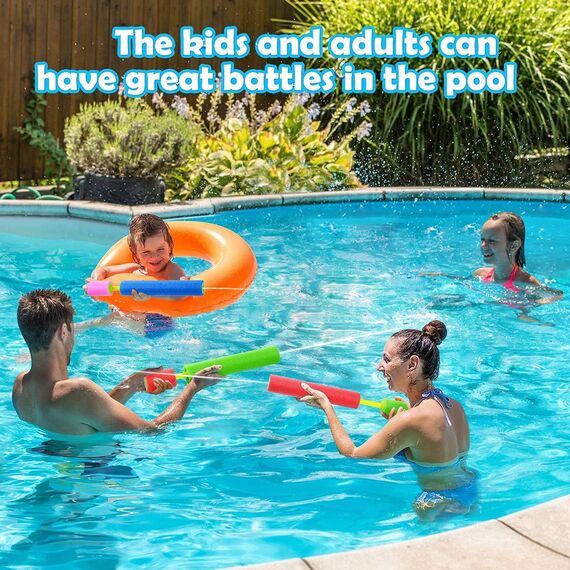 KAHEIGN 6Pcs Wasserpistolen für Kinder, 33CM Bunte Spritzpistole Wasserspritze Schaum Wasserspritzpistole Strandspielzeug, Kinder Wasserpistolen Super Wasserblaster für Pool Strand Outdoor