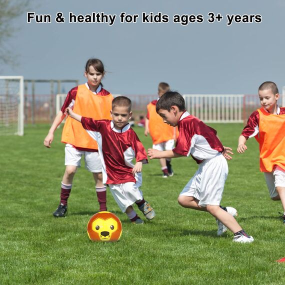 Borpein 15,2 cm großer Mini-Fußball, niedliches Tier-Design, weicher Schaumstoffball für Kinder, weich und federnd, perfekte Größe für Kinder zum Spielen, löwe