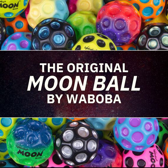 Waboba Moon Ball – am Höchsten Springender Gummiball – Patentiertes Original-Design – Ballkrater Erzeugen beim Aufprall EIN knallendes Geräusch – Leicht Greifbar – Flummies für Kinder - Sunset - 65mm