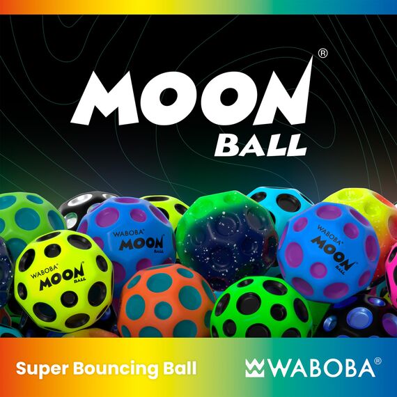 Waboba Moon Ball – am Höchsten Springender Gummiball – Patentiertes Original-Design – Ballkrater Erzeugen beim Aufprall ein knallendes Geräusch – Leicht Greifbar – Flummies für Kinder - GELB